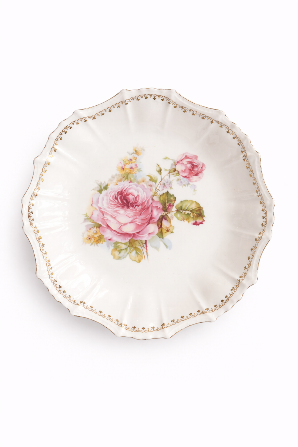 Vintage German Porcelain Rose Plate – Jewelry Dish / Vanity Tray / Wall Decor