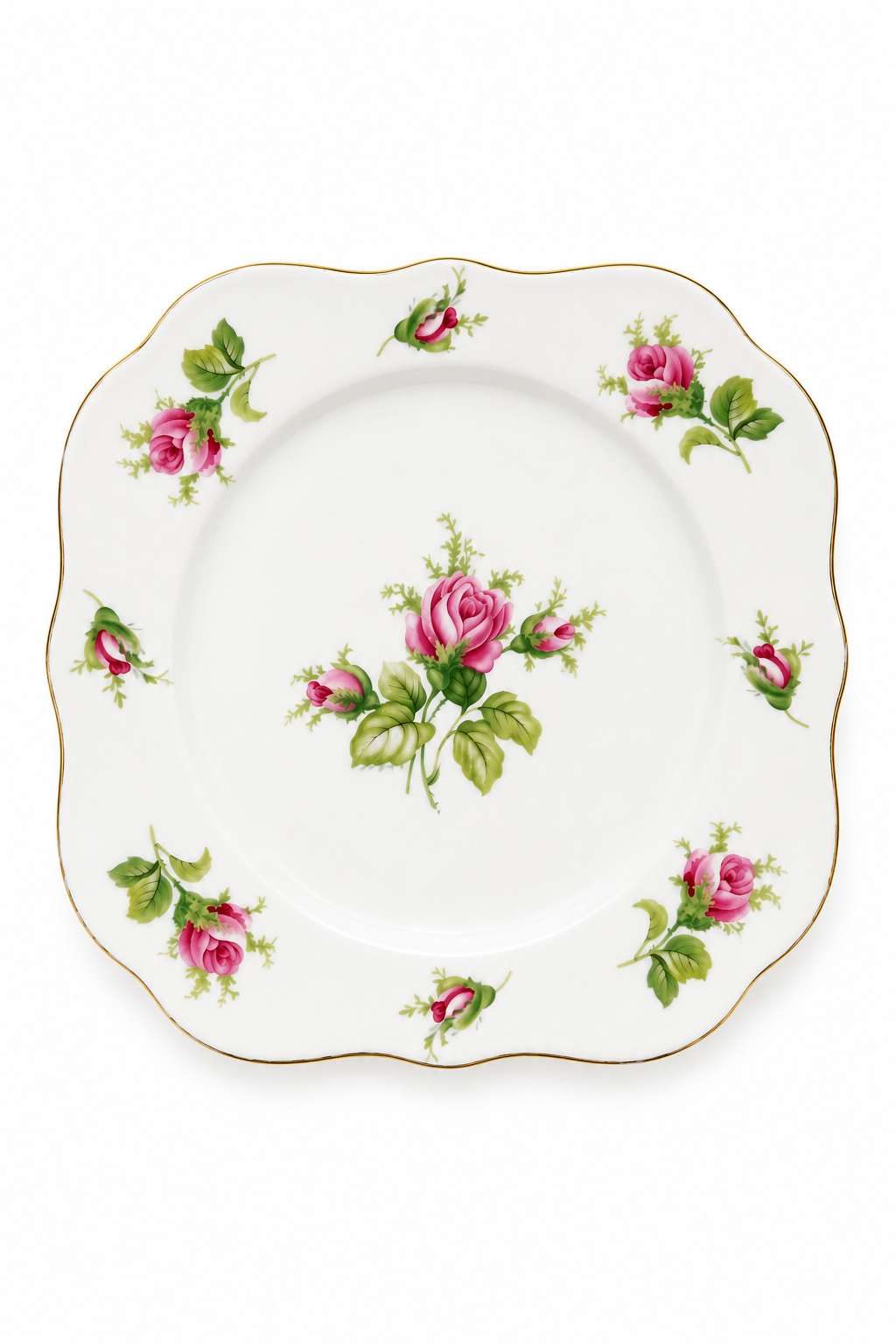 Antique Morimura Brothers Nippon Pink Rose Square Plate | Hand-Painted Porcelain | 1920s–1930s | 8” x 8”