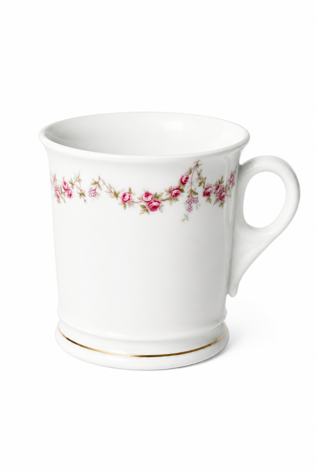 Antique 1891–1945 Made in Germany Pink Rose Porcelain Mug | Pre-WWII German Floral Cup with Gold Trim