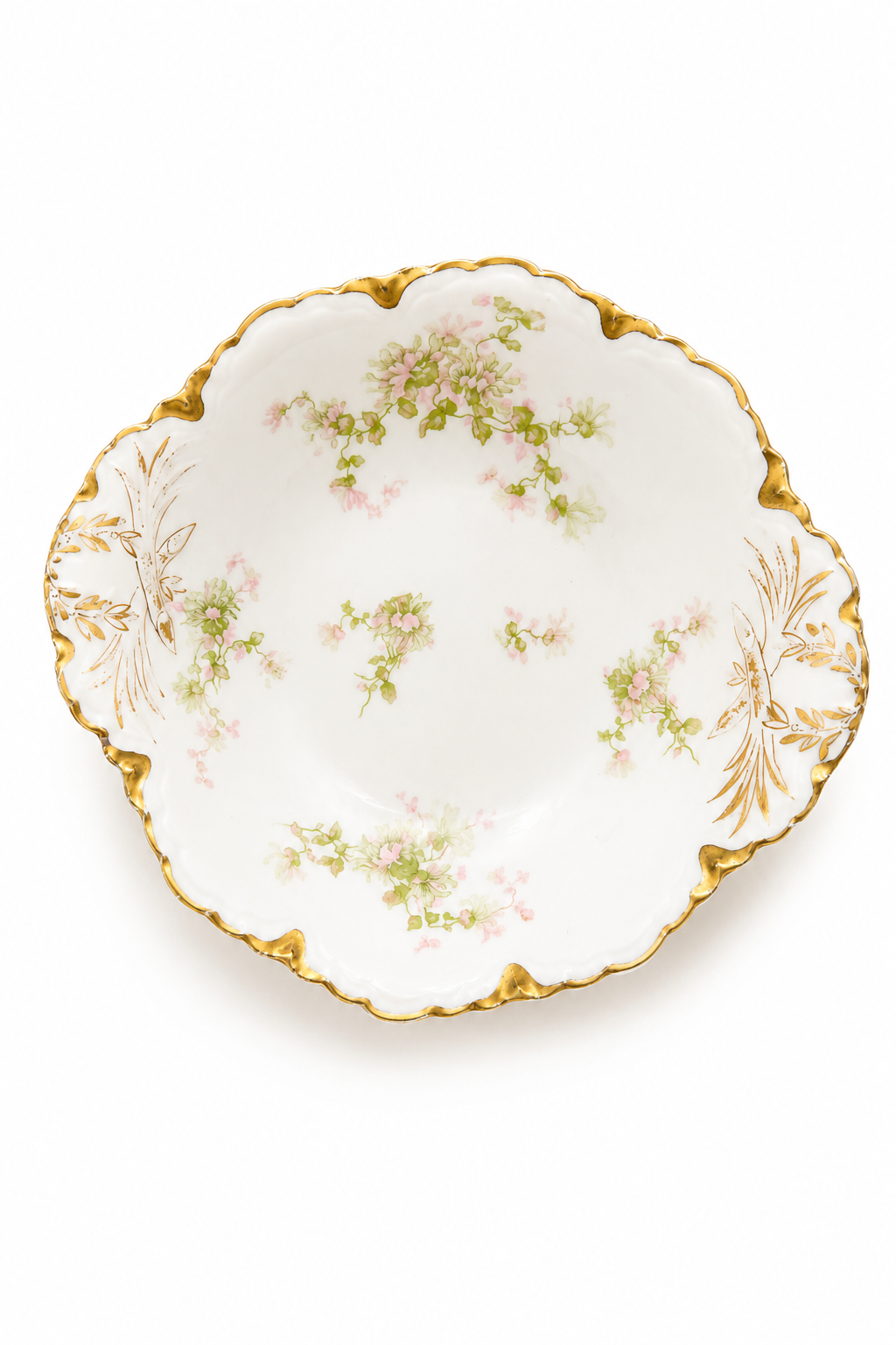Antique Haviland Limoges France Porcelain Jewelry Dish | Hand-Painted Floral Vanity Bowl | c. 1889–1930s