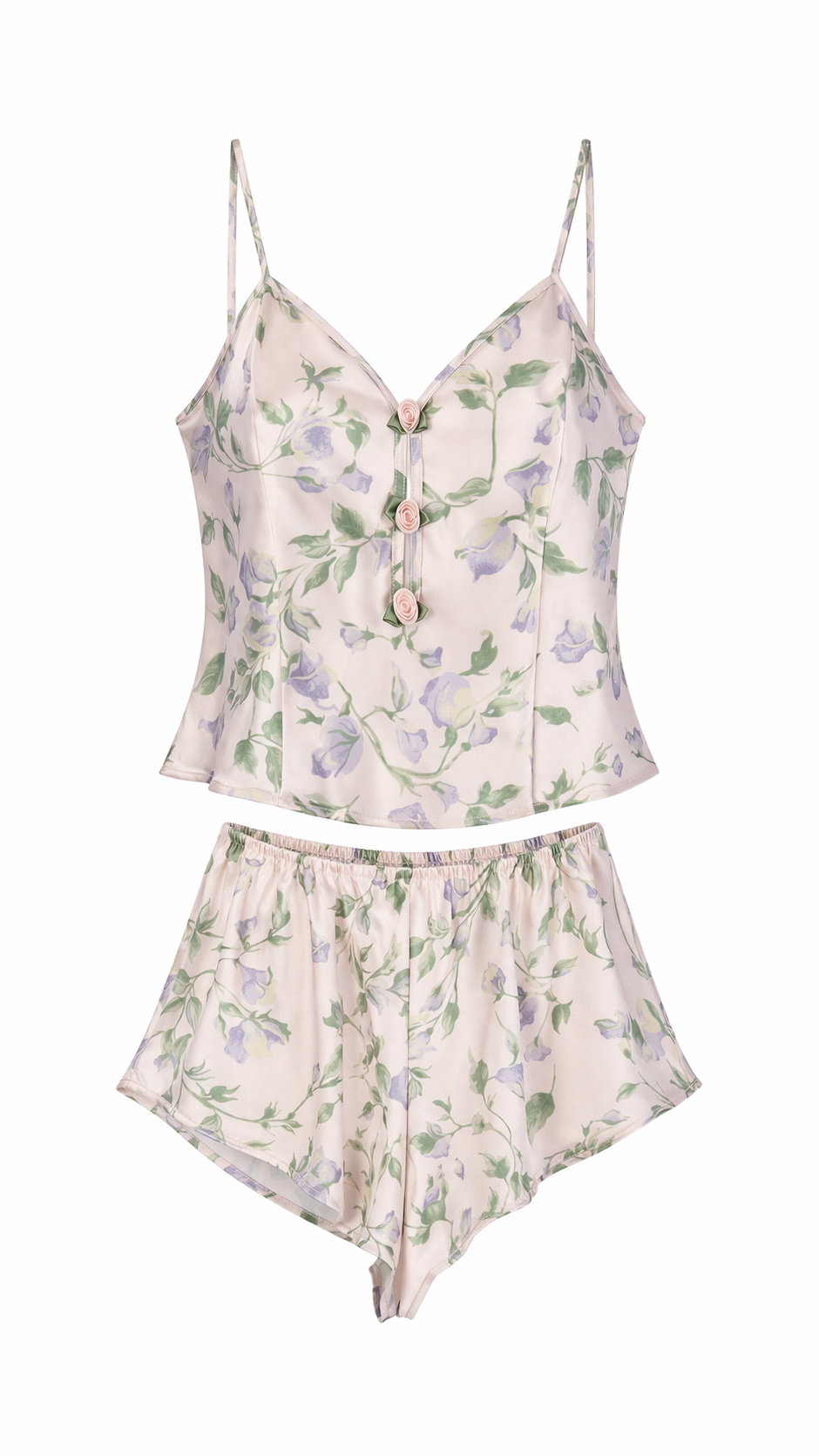 Vintage 1980s Sears Floral Babydoll Set | Romantic Pink & Lavender Two Piece Lounge Set | Size Medium