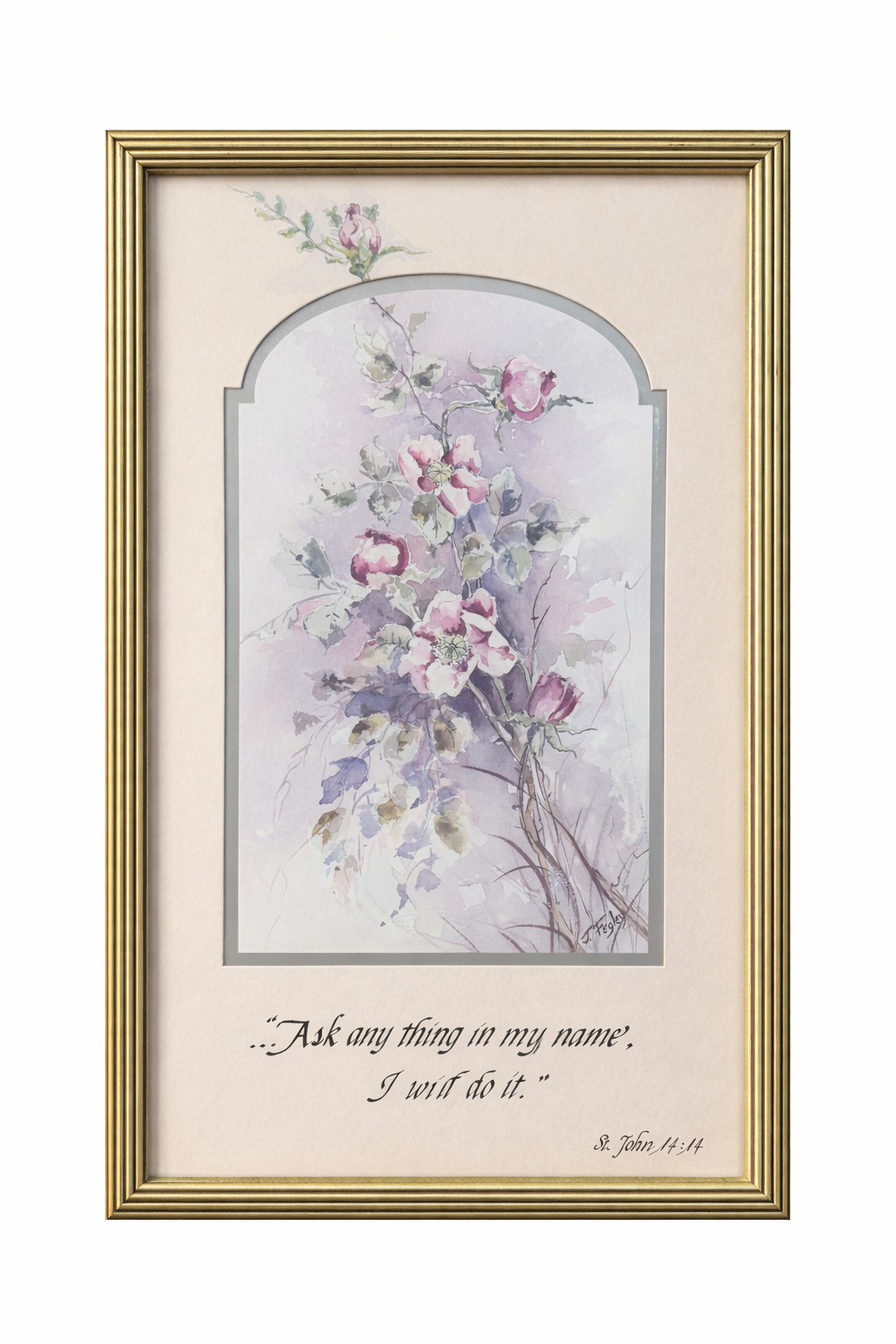Vintage Floral Bible Verse Wall Art | Framed Christian Scripture Print
