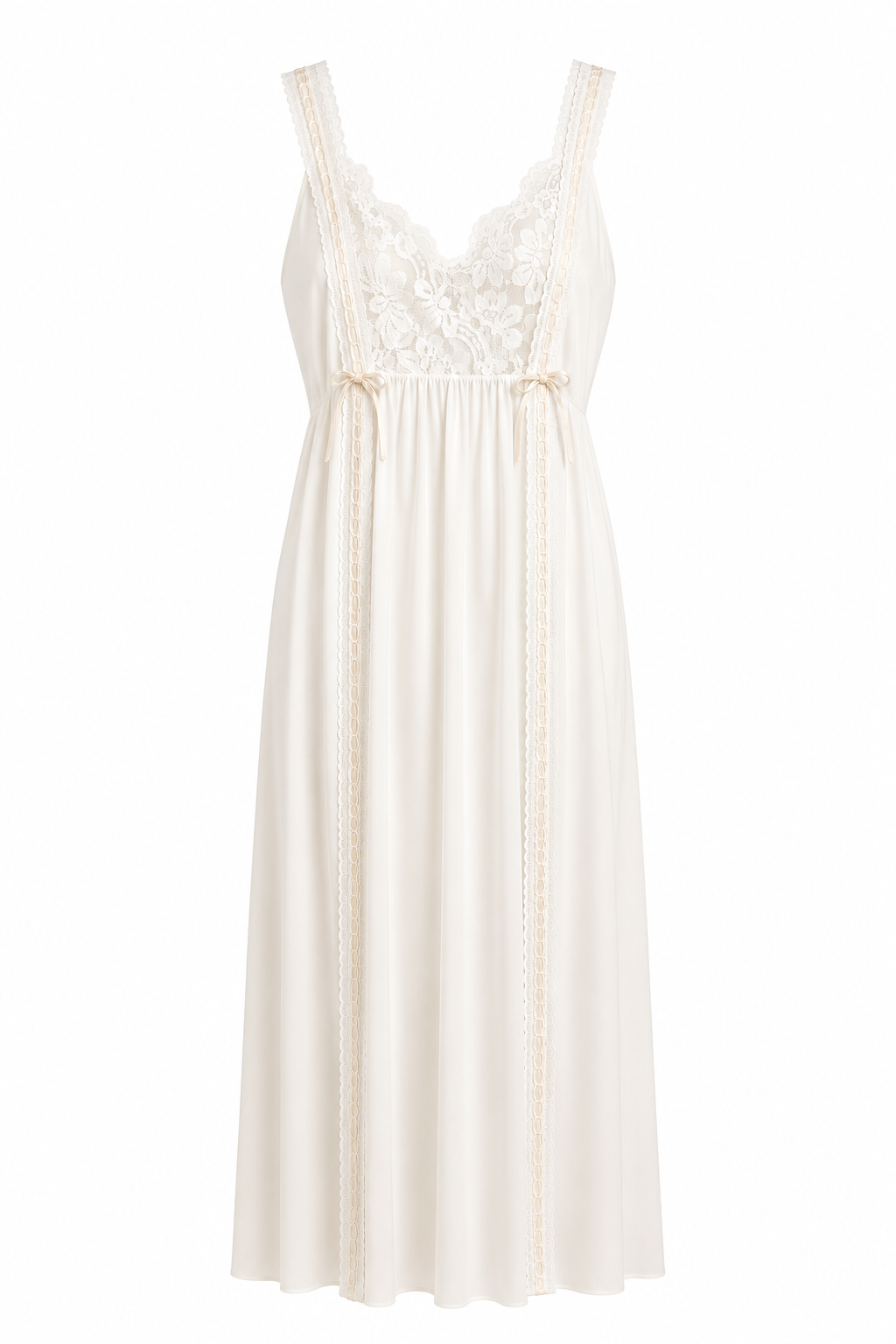 Vintage 1970s Grecian Empire Waist Lace Nightgown | Romantic Bridal-Inspired White Maxi Gown M/L