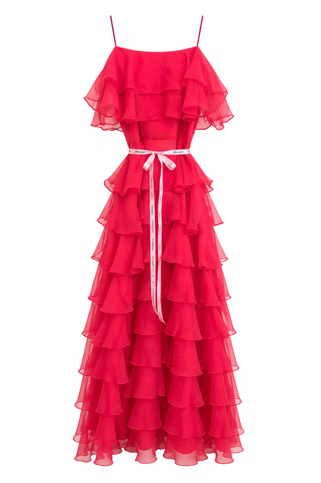 Vintage 1960s 1970s Miss Elliette California Hot Pink Ruffle Chiffon Maxi Gown XS/S