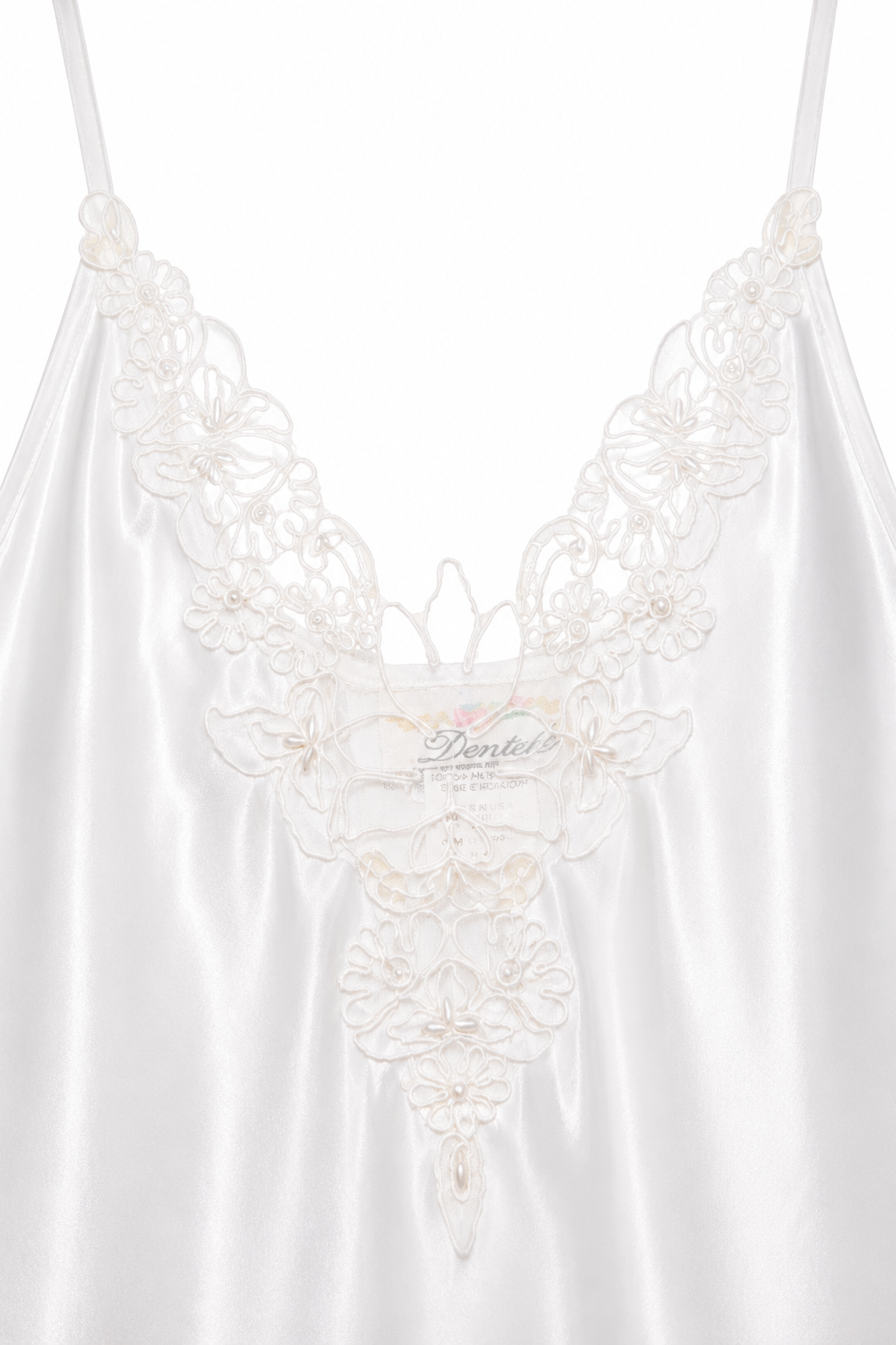 Vintage 1980s Dentelle Ivory Satin Nightgown & Robe Set | Made in USA – Size Medium
