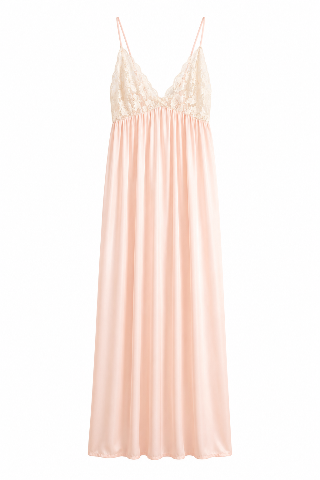 Vintage Made in USA Pink Lace Nylon Nightgown | Romantic Full-Length Lingerie | Size Medium