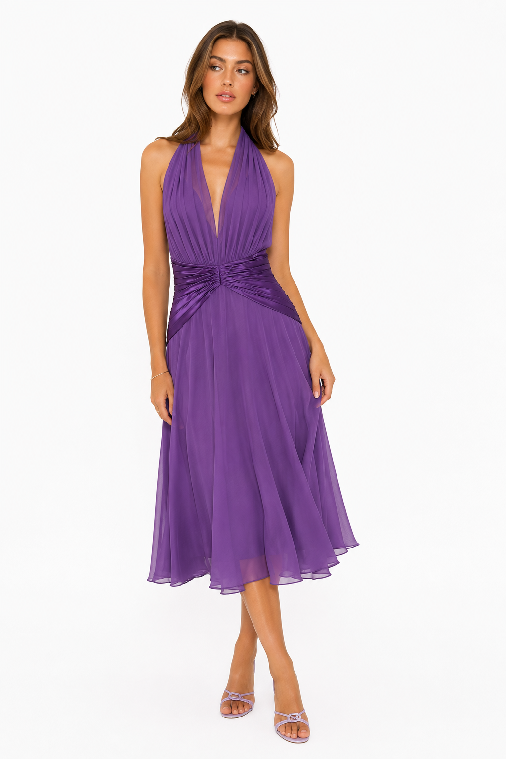 Vintage Y2K Maggie London Purple Silk Halter Gown | 100% Silk Evening Dress | Size 4