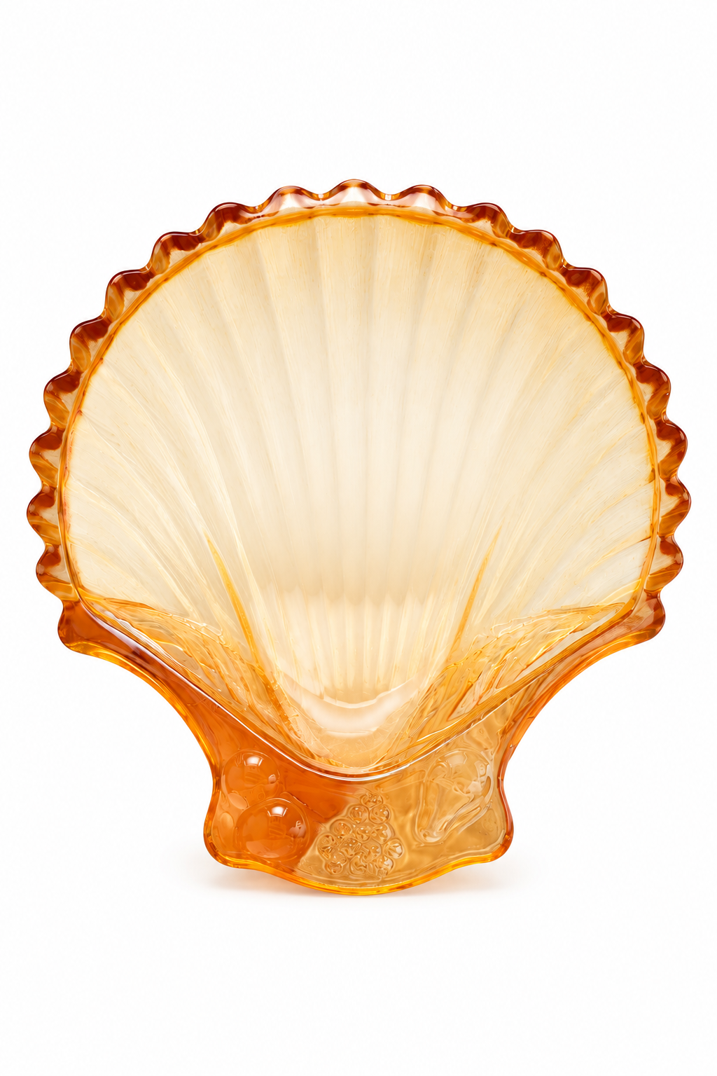 Vintage 1940s–1950s Marigold Carnival Glass Clam Shell Candy Dish | Scalloped Edge | Coastal Cottage Décor