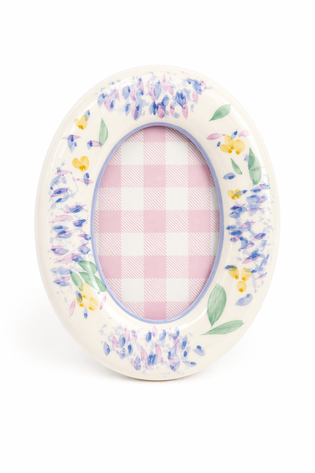 Vintage 1980s Floral Ceramic Oval Picture Frame | Cottagecore Photo Frame | Shabby Chic