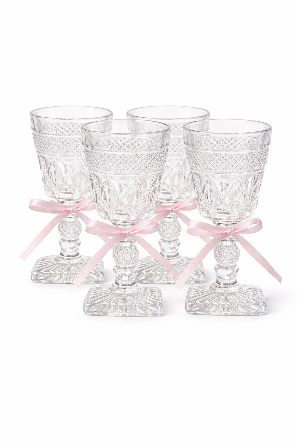 1930s Imperial Cape Cod Glass Goblets | Set of 4, Vintage Pressed Glass Stemware