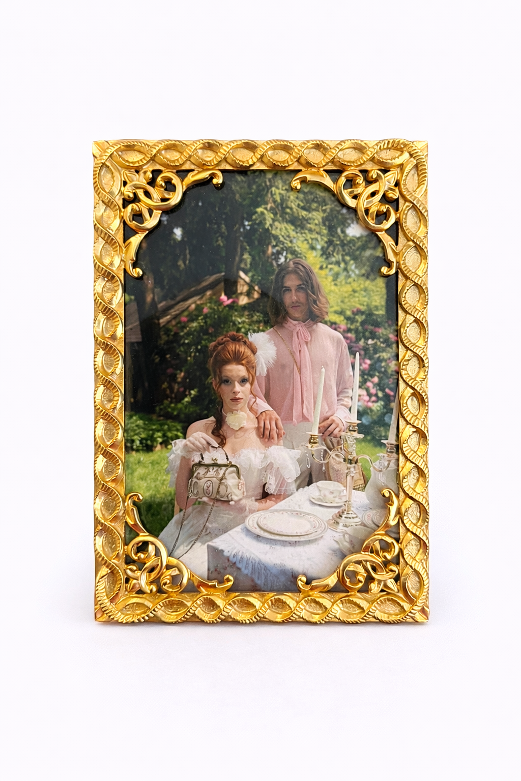 Vintage Solid Brass Picture Frame (1970s–1990s) | Ornate Hollywood Regency / Victorian Style, Gold Frame