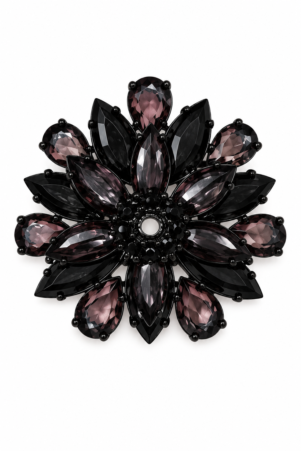 The Midnight Dahlia | Vintage Mid-Century 3" Black Layered Dimensional Flower Brooch 1950s