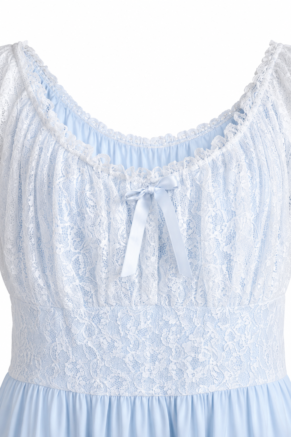 Vintage Sheer Blue Lace Nightgown | Romantic Lingerie Gown | Soft Baby Blue Sleepwear | Cottagecore Boudoir Nightdress | M/L