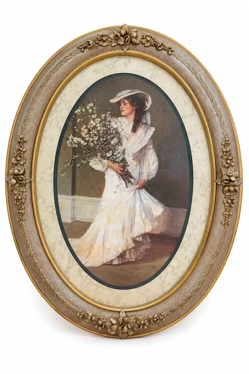 Vintage 1970s–1980s Home Interiors Sir John Lavery “Spring” Oval Framed Art Print