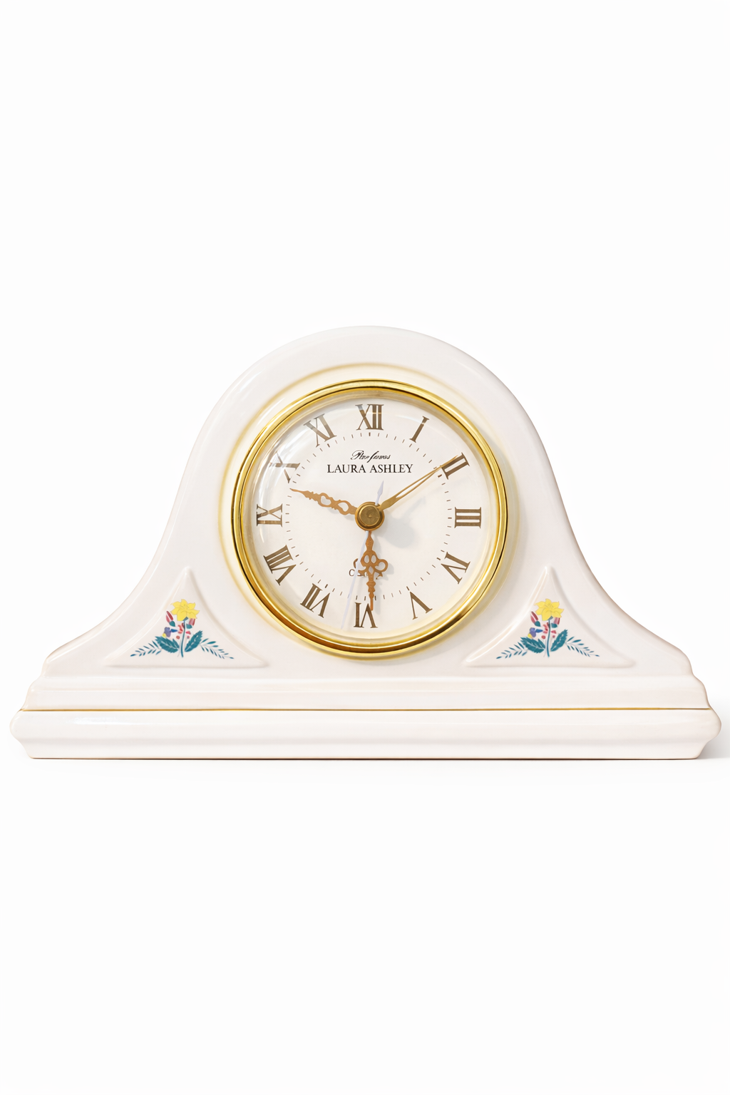 Vintage Laura Ashley Mantel Clock with Gold Accents & Floral Details