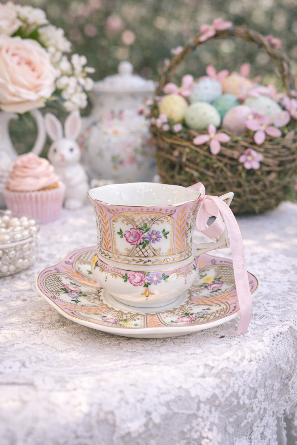 Royal Porcelain Pink Floral Coffee Cup & Saucer | Vintage-Inspired Romantic Tea Set