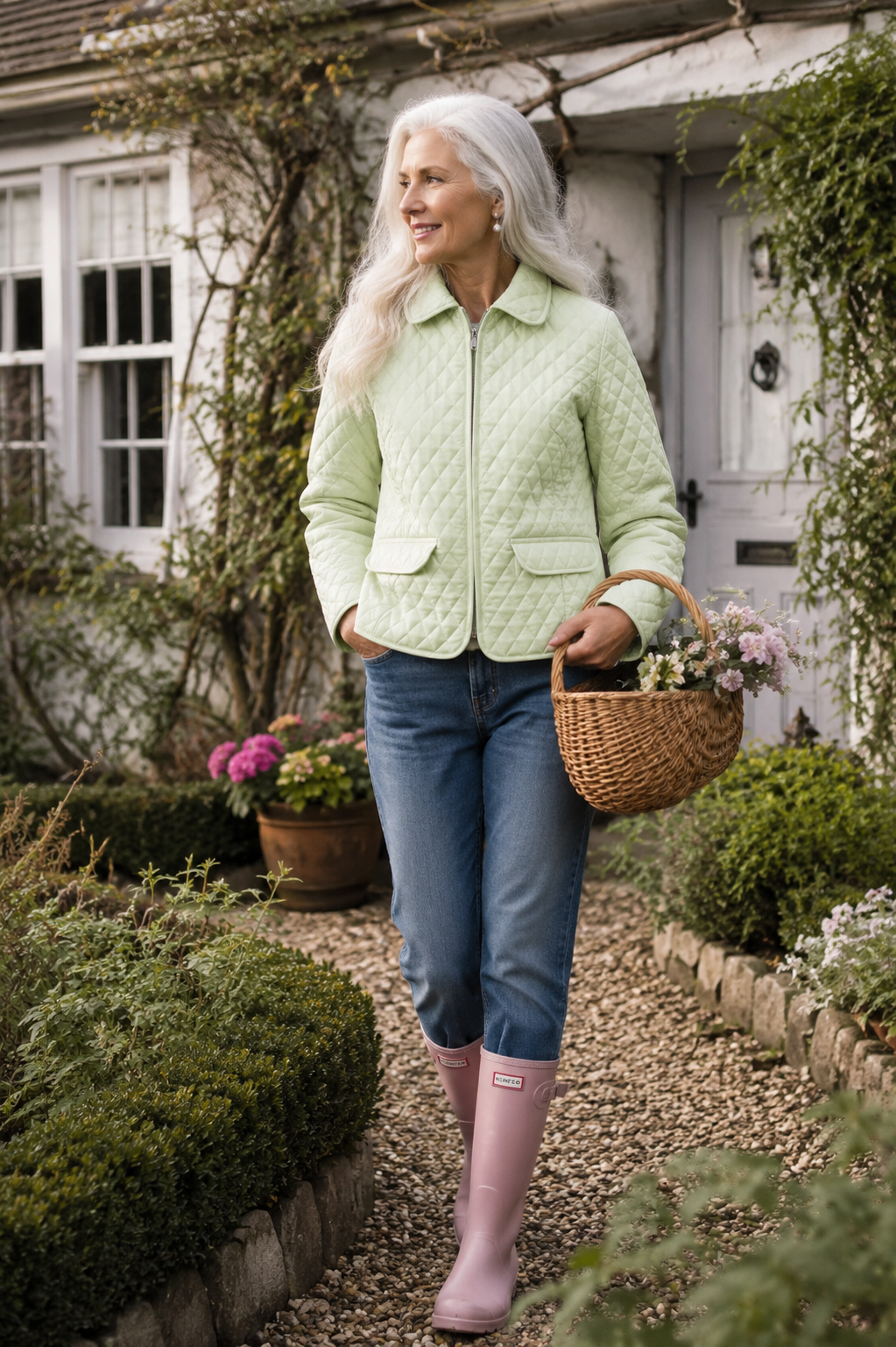 LOFT Petites Light Green Quilted Jacket | Size 2P | Lightweight Zip-Up Jacket