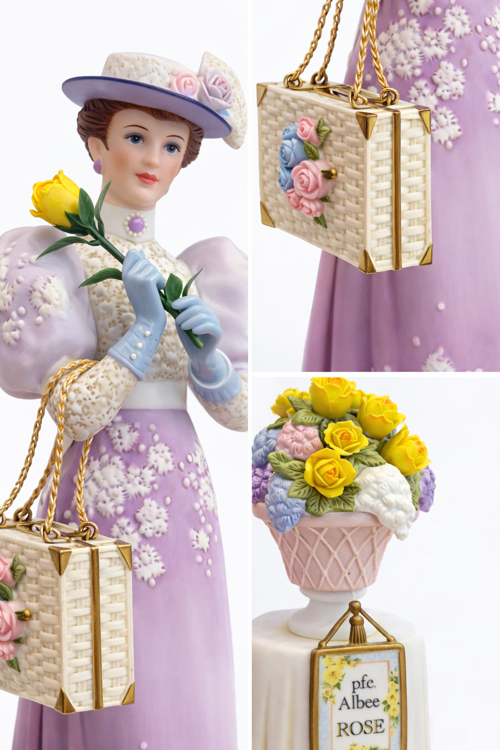 Avon 2001 “Lady in Lilac” Victorian Rose Figurine | Vintage Avon Collectible Lady Statue