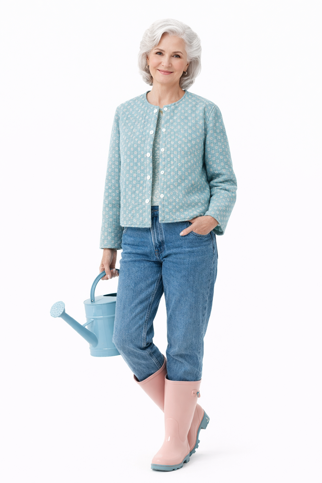 Vintage Blue Quilted Reversible Jacket | Lightweight Floral Print, Cottagecore – Size M