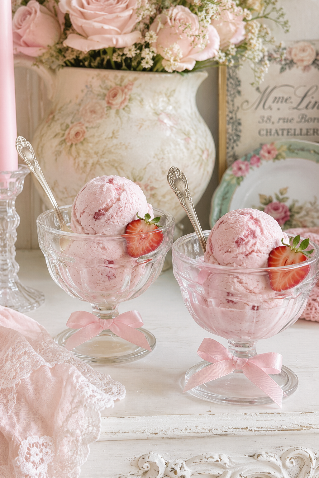 Vintage Petite Ice Cream Glass Set of 2 | Shabby Chic Dessert Cups