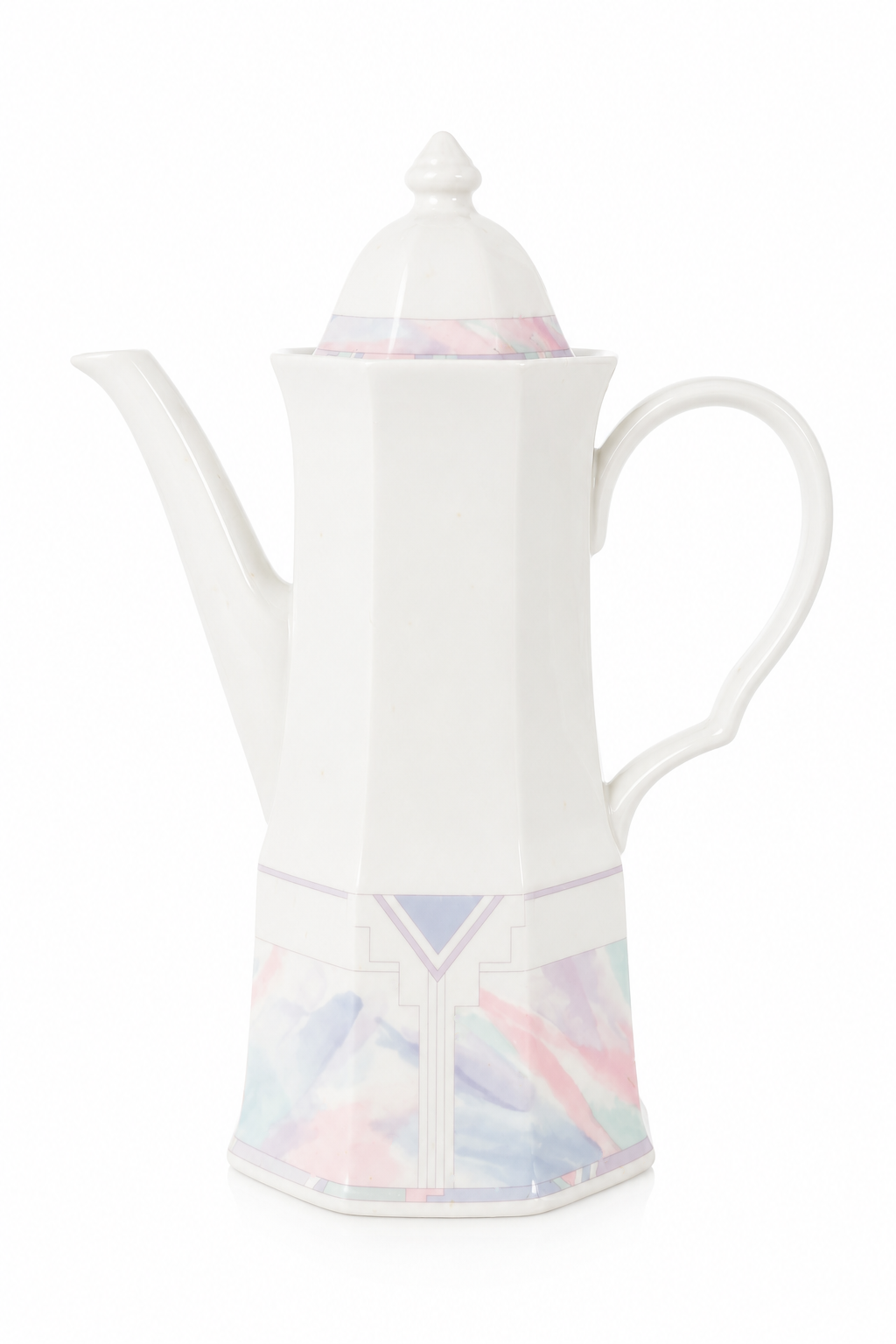 1990s Vintage Savoir Vivre Celina Porcelain Coffee Pot | Pastel Art Deco Coffee Server