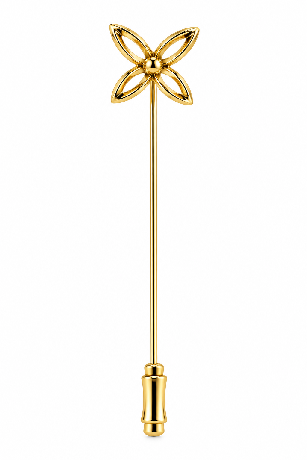 Vintage 1970s–1980s Gold-Tone Open Butterfly Stick Pin