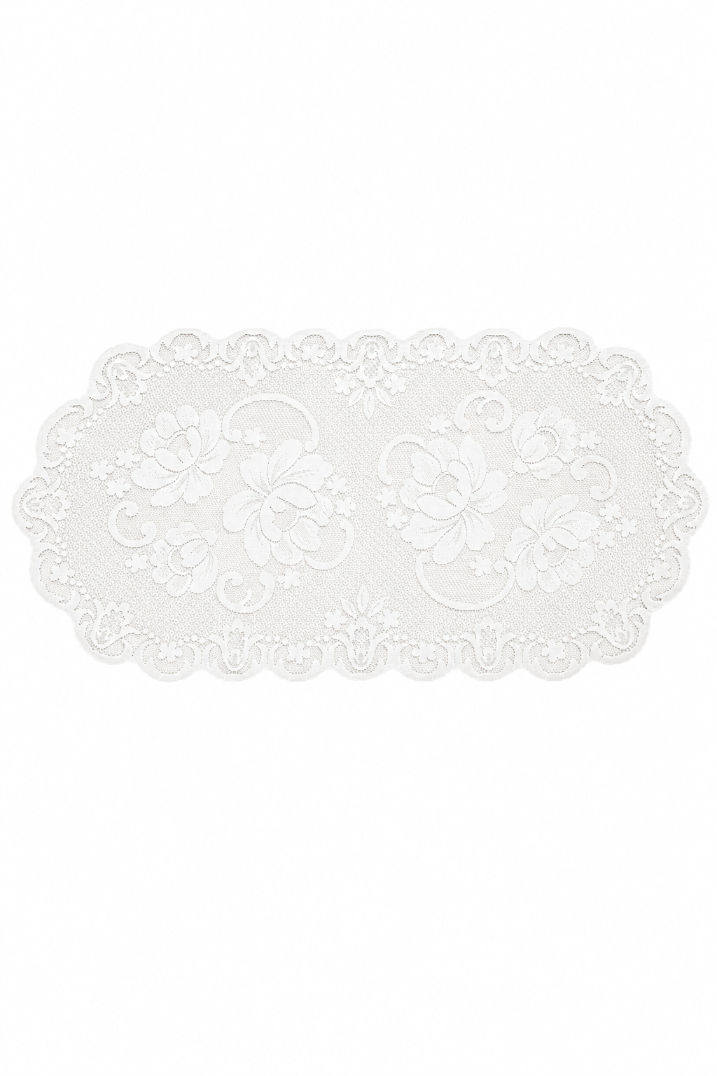 Vintage White Lace Rose Table Runner | Romantic Cottagecore Floral Lace Centerpiece
