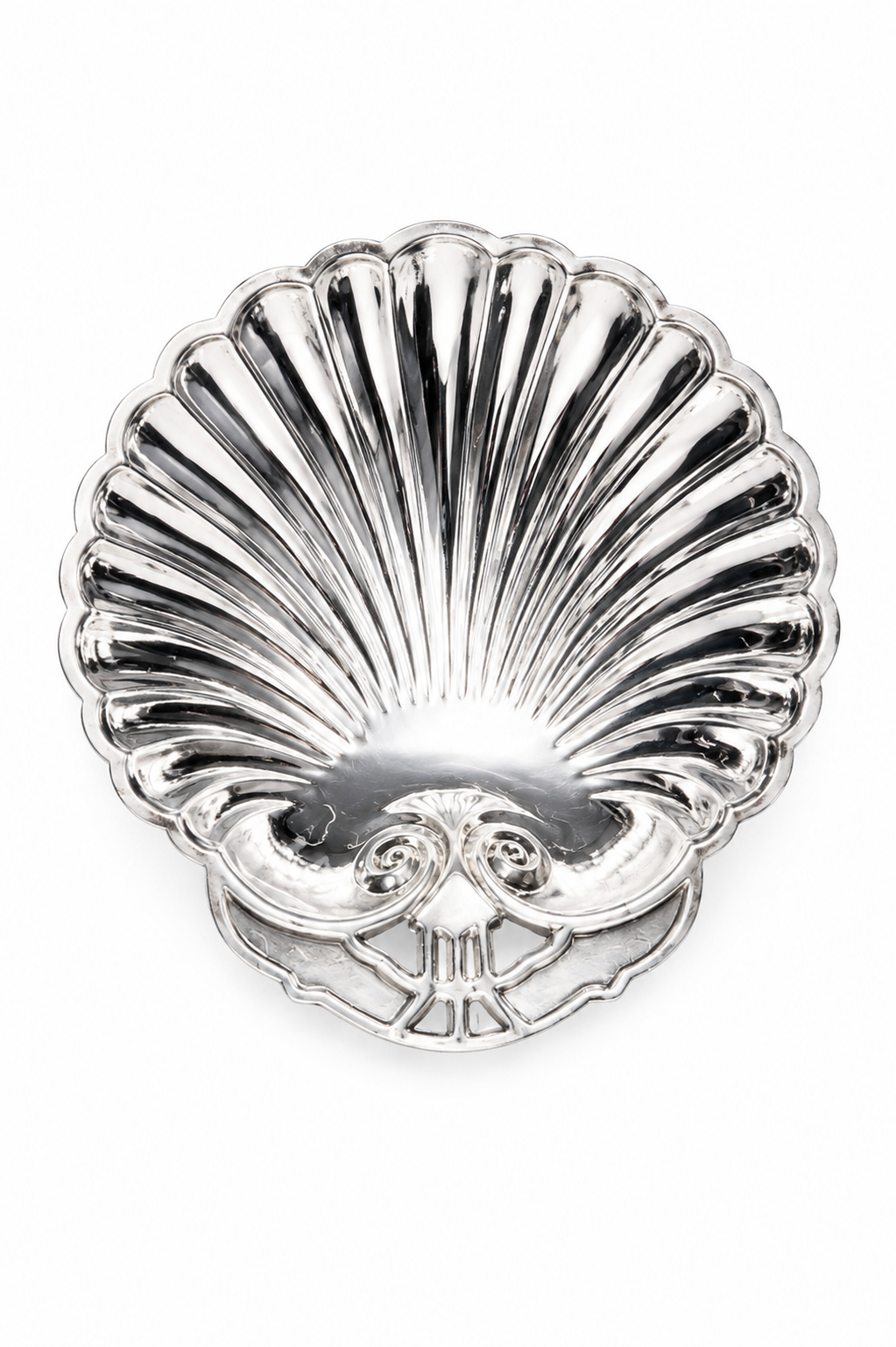 Vintage 1980s Silver-Plated Scallop Shell Trinket Dish | Coastal Vanity Tray | Seashell Jewelry Holder | Cottagecore Beach Decor