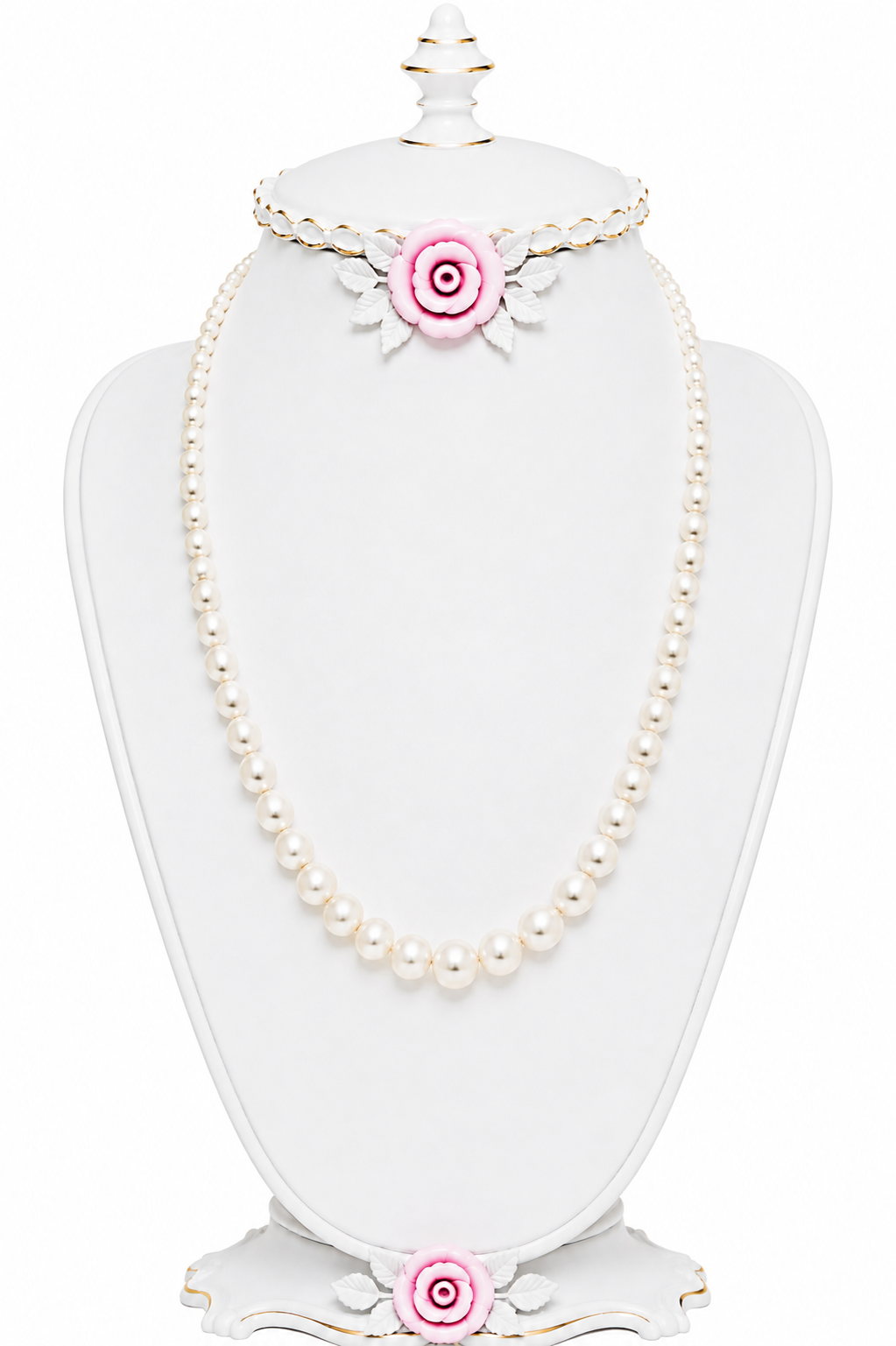 Vintage 1950s Graduated Faux Pearl Single-Strand Necklace Gold-Tone Barrel Clasp