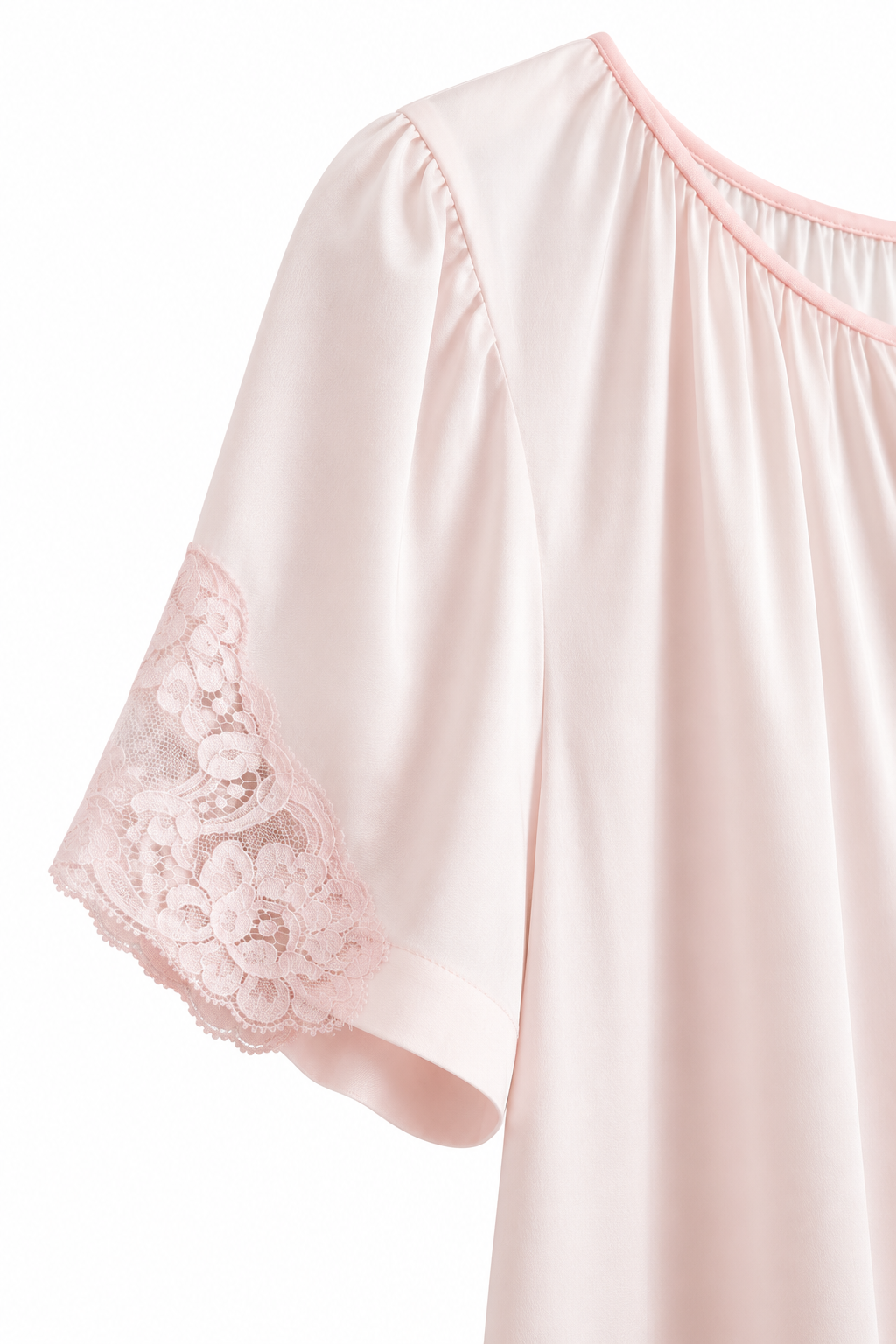 Vintage Lorraine Pink Nylon Nightgown | Made in USA Romantic Lace Trim Sleepwear (Size L)