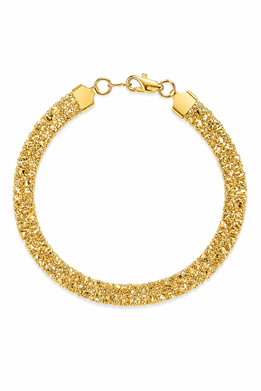 Vintage 1980s Gold Tone Textured Nugget Link Bracelet – Statement Chain – 8”