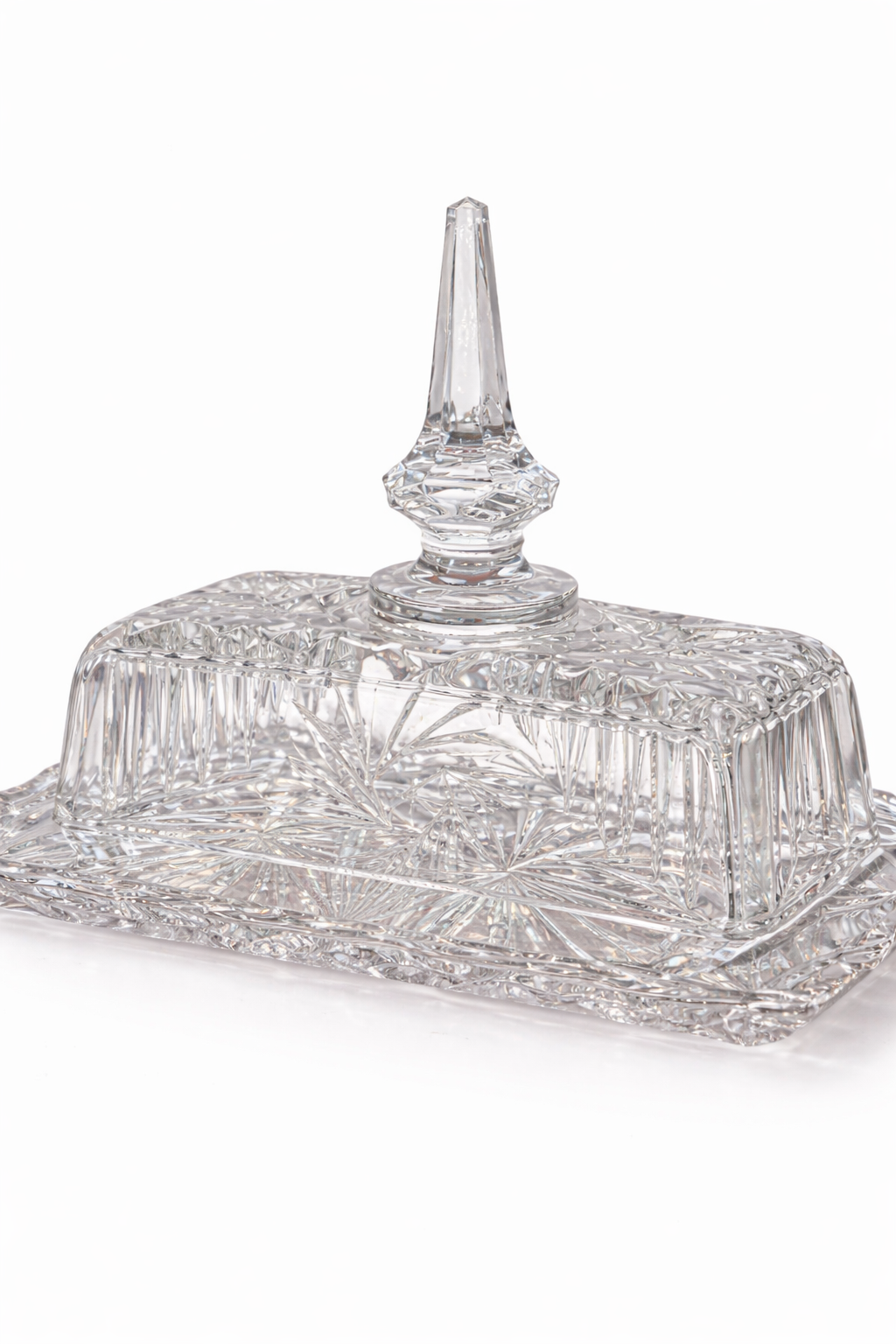 Vintage American Cut Glass Butter Dish (1960s–1980s) | Elegant Crystal Serveware, Made in Germany