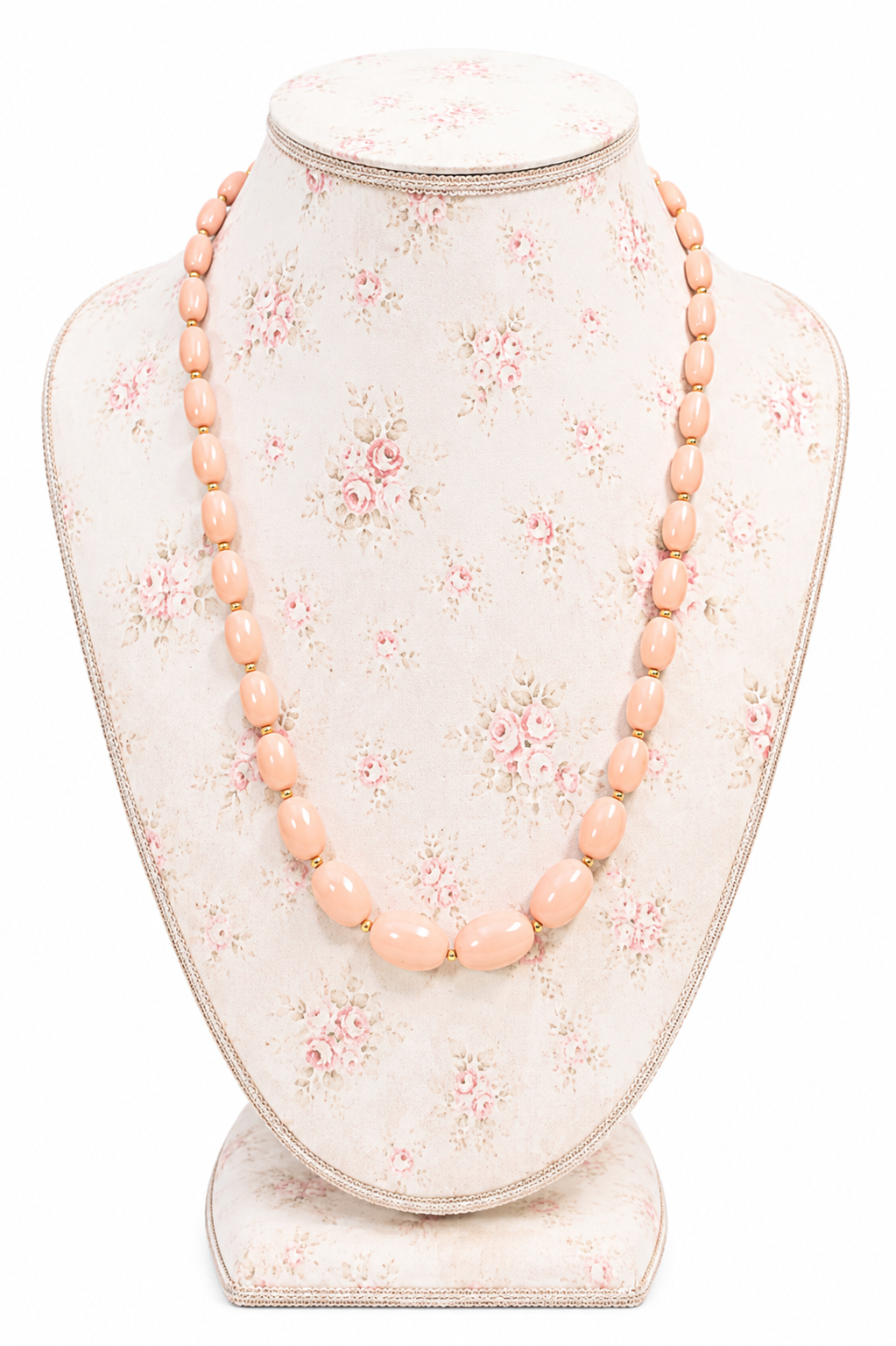 Vintage 1950s Pink Graduated Beaded Necklace | Faux Angel Skin Coral Retro Statement Necklace – 18”