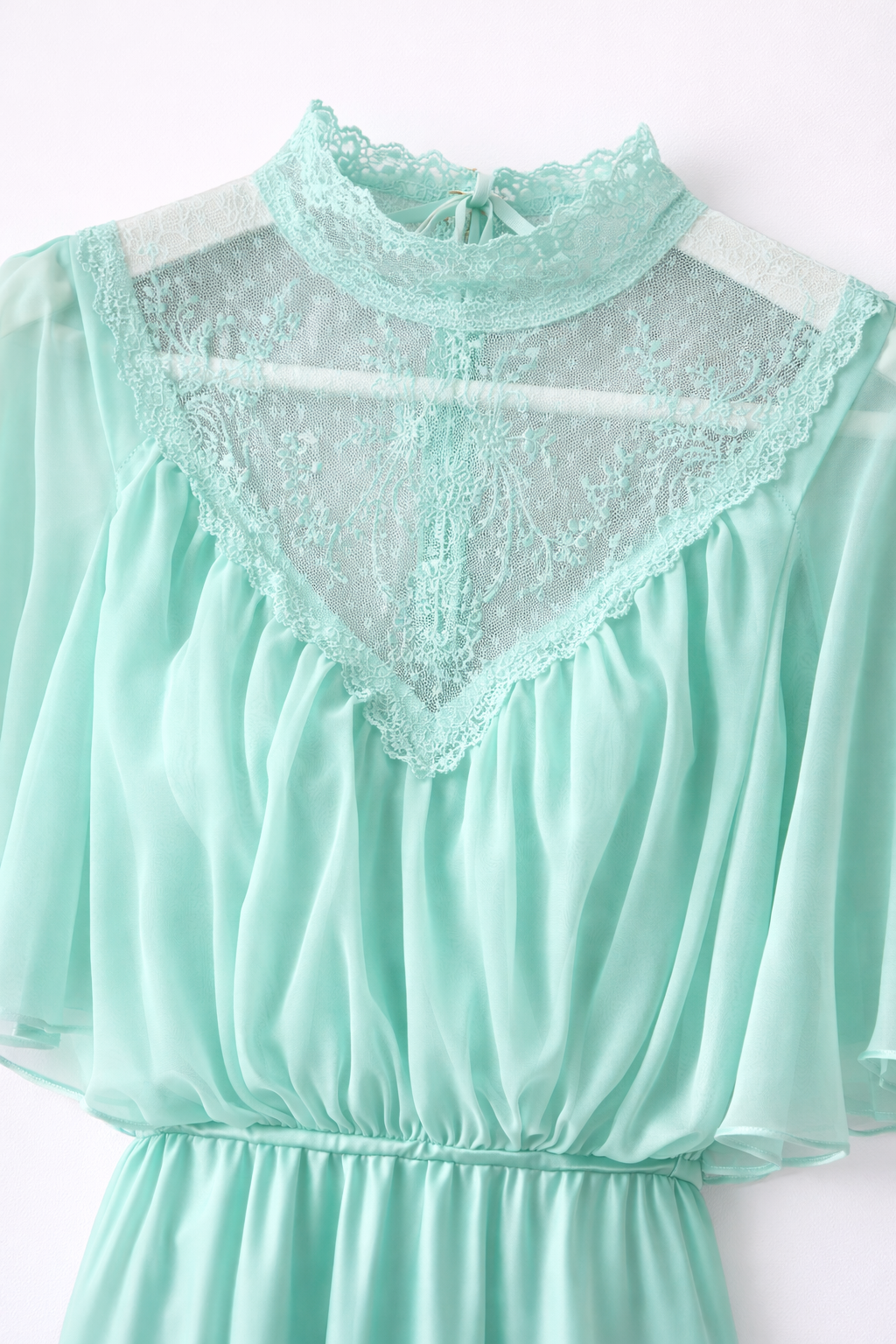 Vintage 1970s Mint Green Maxi Dress | Soft Elastic Waist, Flowing Silhouette Size 6–8