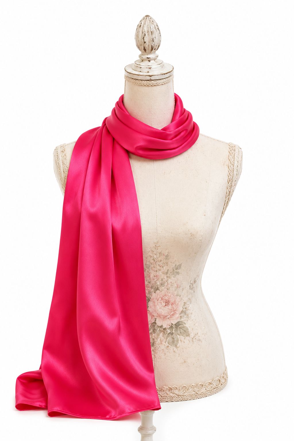 Vintage Hot Pink Satin Scarf | Statement Neck Scarf | Glamorous Retro Fashion Accessory