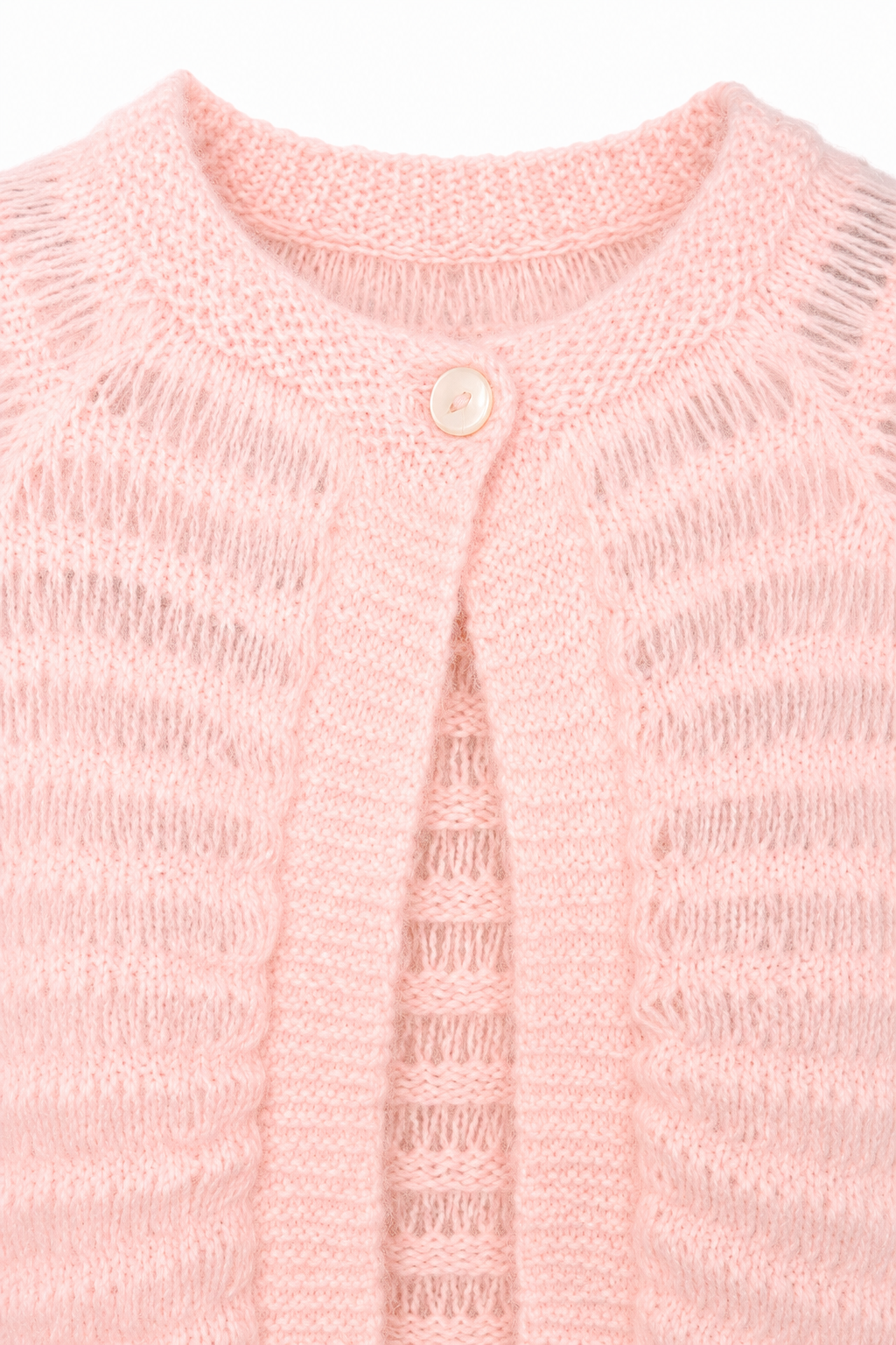 Vintage Handmade Blush Pink Open-Knit Cardigan Sweater – XS/S