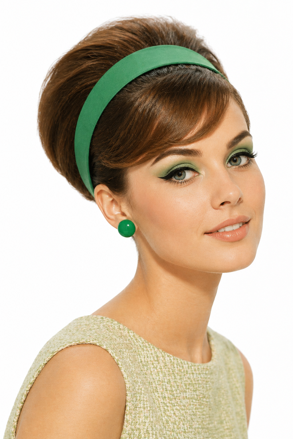 Vintage Emerald Green Round Clip-On Earrings | Bold Glossy Statement Earrings