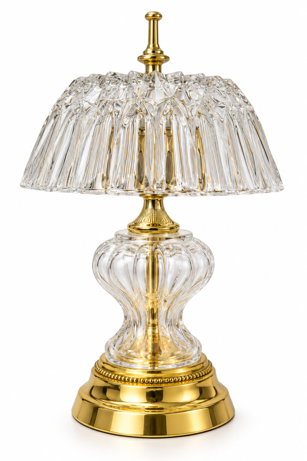 Vintage Crystal & Gold Table Lamp | Elegant Hollywood Regency Accent Lamp