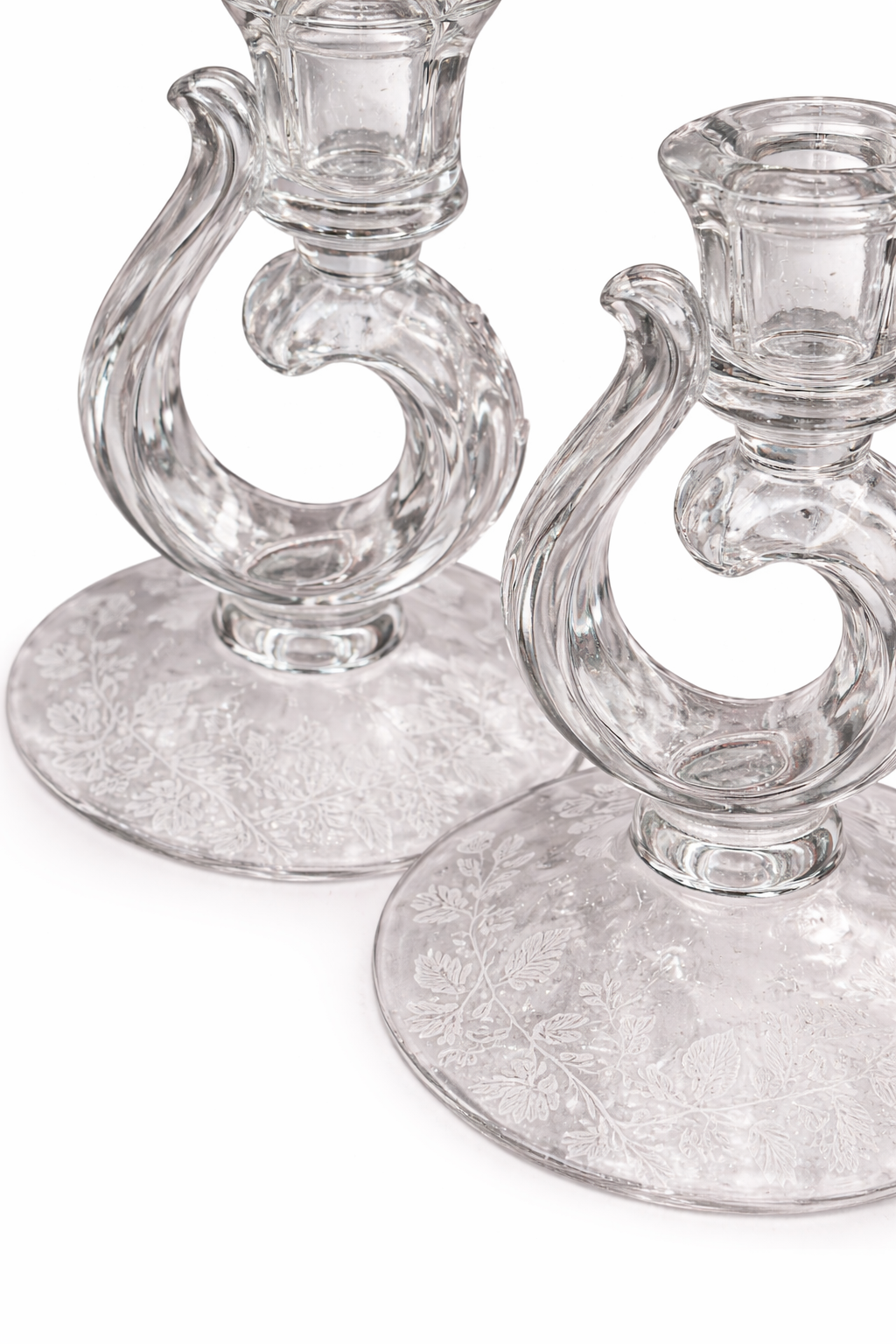 Vintage Fostoria Glass Candlestick Set (1950s–1980s) | Elegant Clear Glass Candle Holders, Made in USA