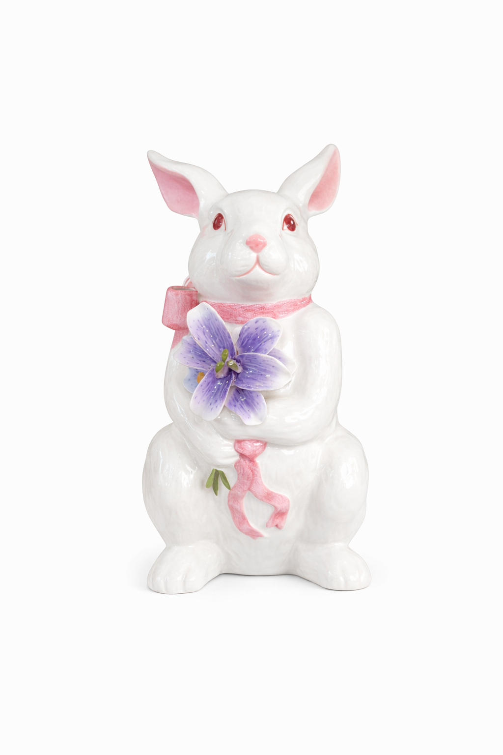 Vintage-Inspired Porcelain Easter Bunny with Lavender Bloom |Sweet Spring Keepsake