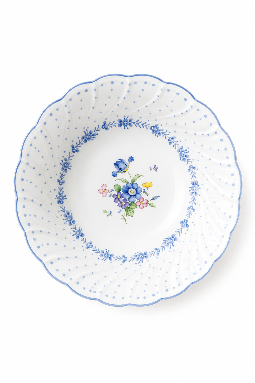 Vintage Niko Japan Blue Floral Berry Bowl | Cottagecore Country Blue Transferware Style | 1980s