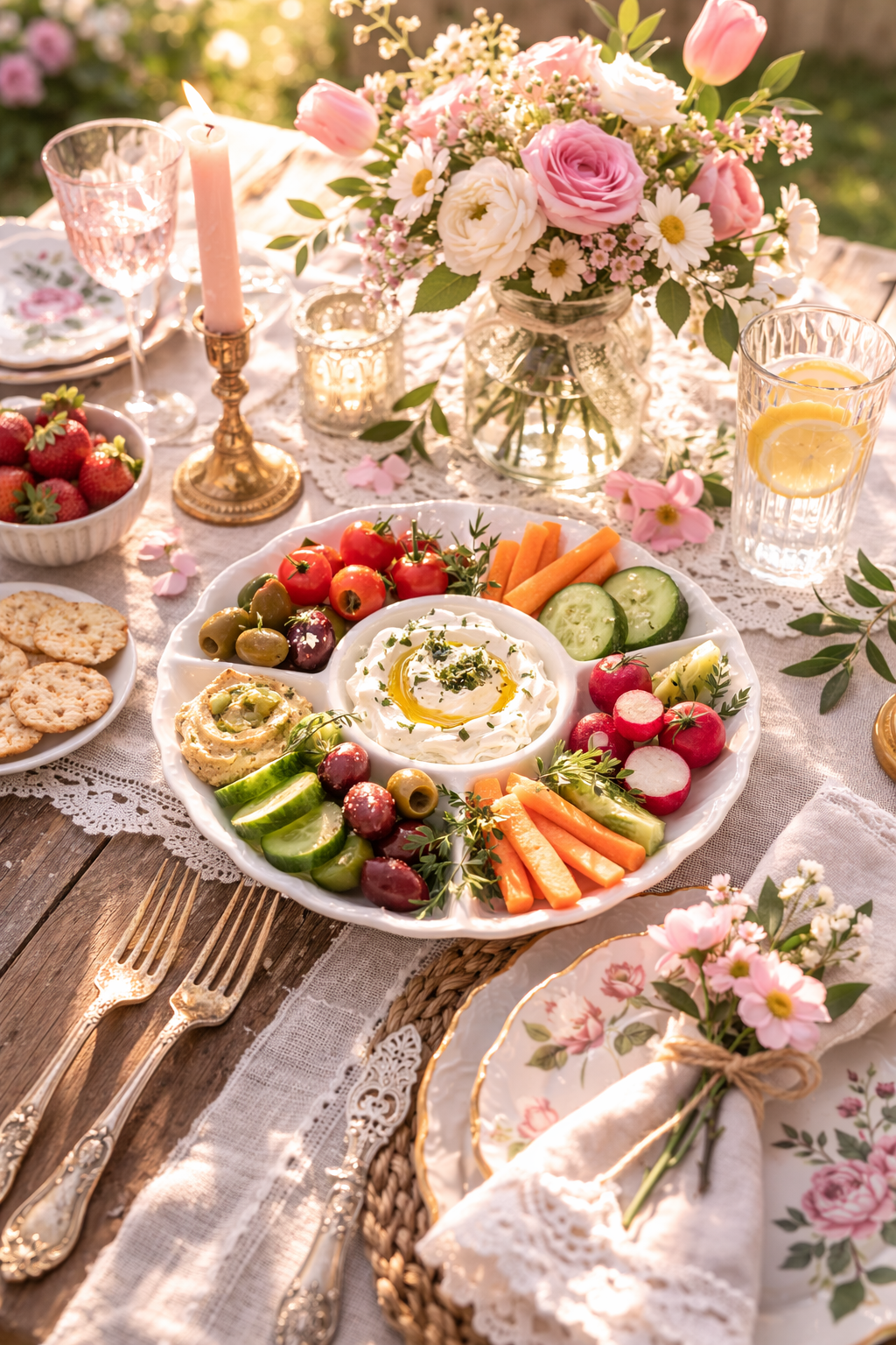 Vintage Nitto Japan Fine China Chip & Dip Platter | Floral Porcelain Serving Tray