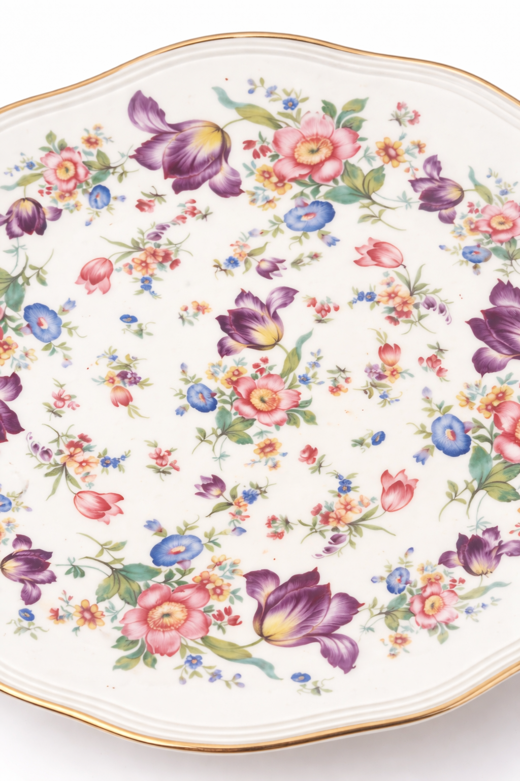 Vintage Bavaria Floral Chop Plate (1920–1950) – 13” Decorative Wall Plate, Made in Germany