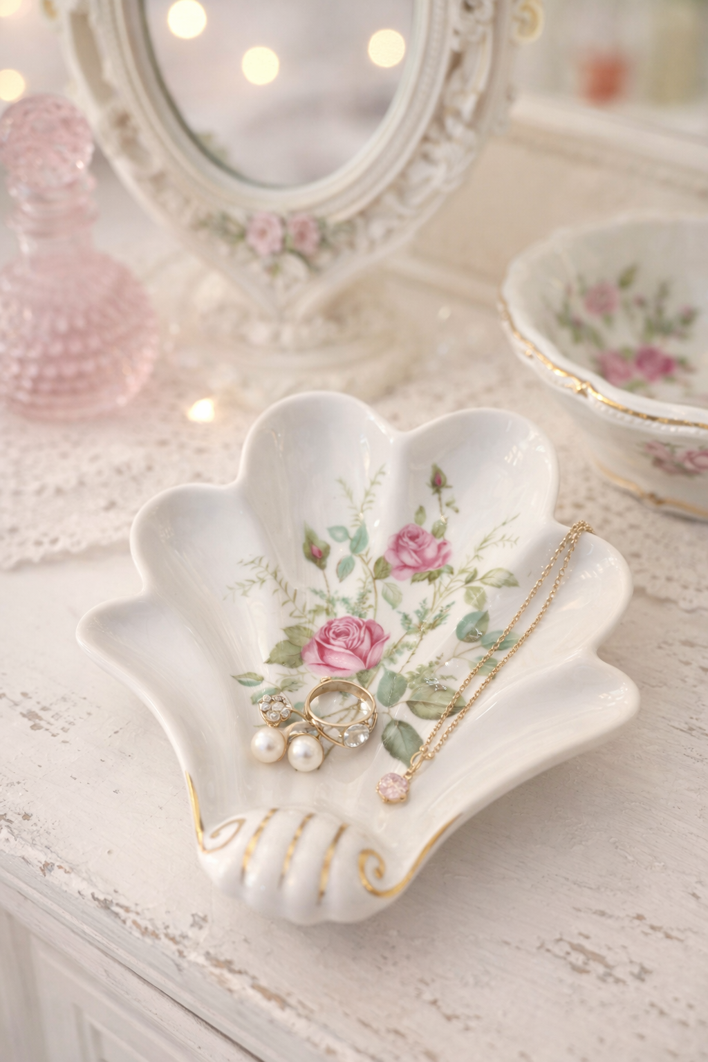 Vintage Mitterteich Bavaria Leaf-Shaped Plate (1940s–1960s) | Porcelain Trinket Dish, Germany