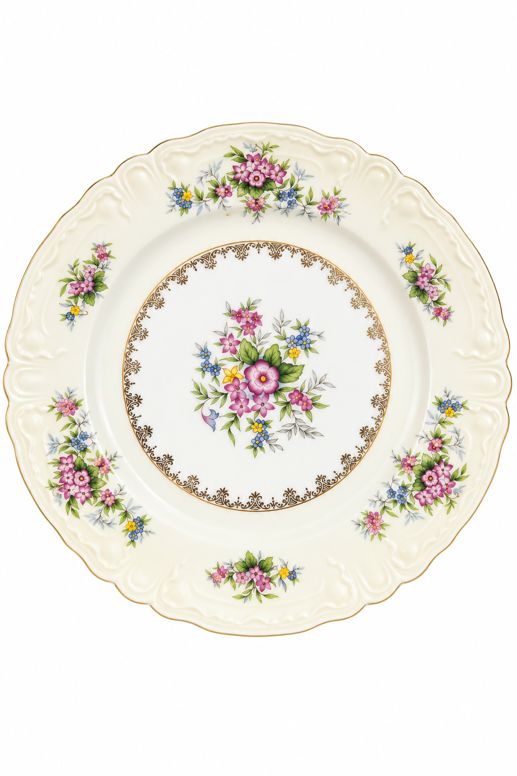Vintage 1950s Embassy China Japan Porcelain Floral Wall Plate – Pink Flowers & Gold Trim