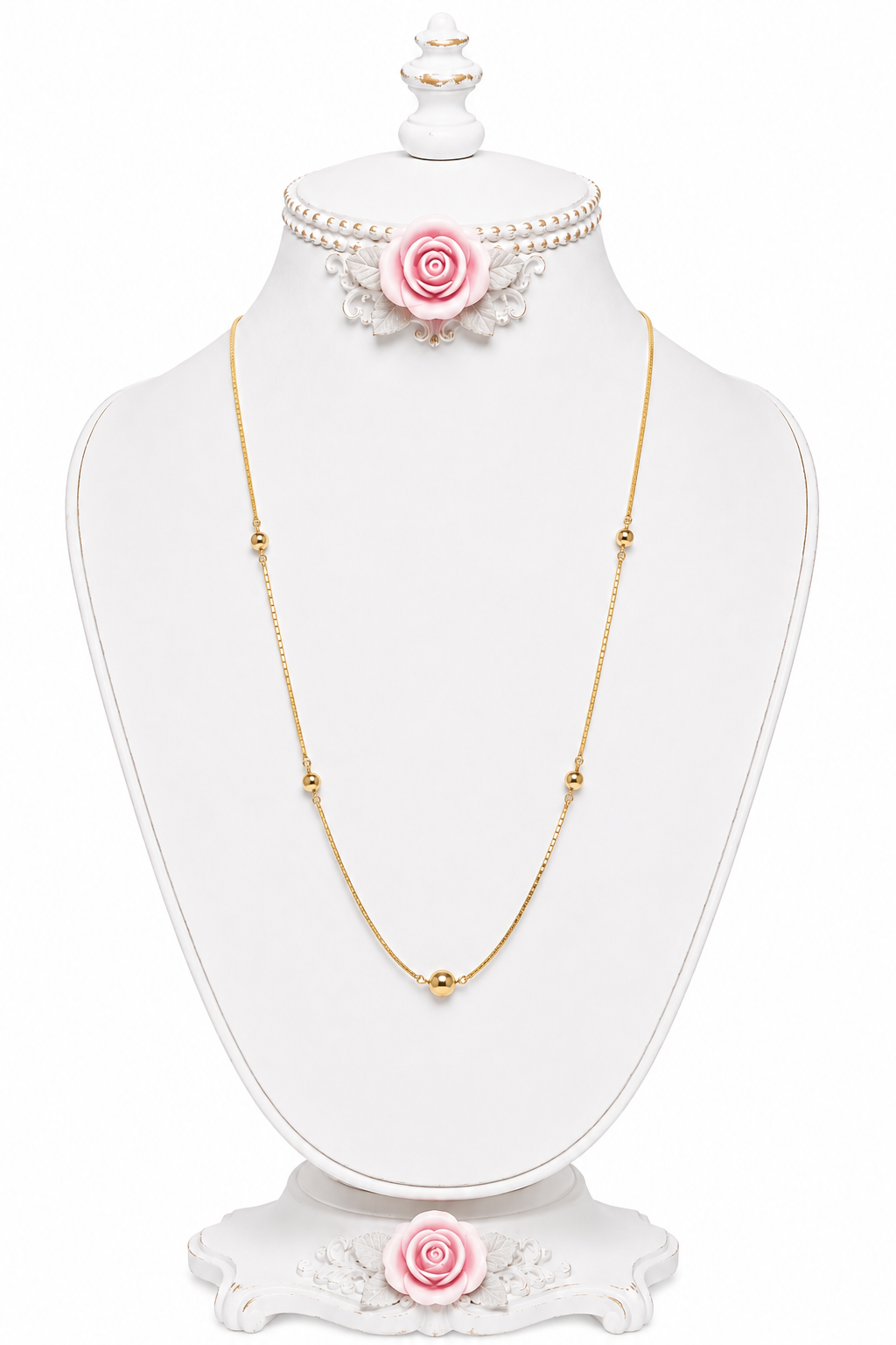 Vintage 1978 Avon Gold Tone Beaded Station Necklace – Long Delicate Chain – 25”