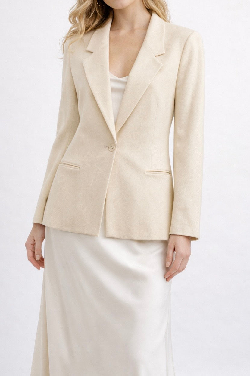 Parisian Morning | Vintage Breton Place Cream Wool Blazer (100% Wool)