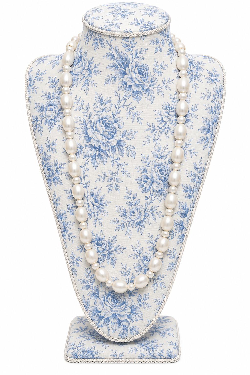 Vintage 1980s Endless Faux Pearl Necklace – 36” Graduated Cream Pearl Strand
