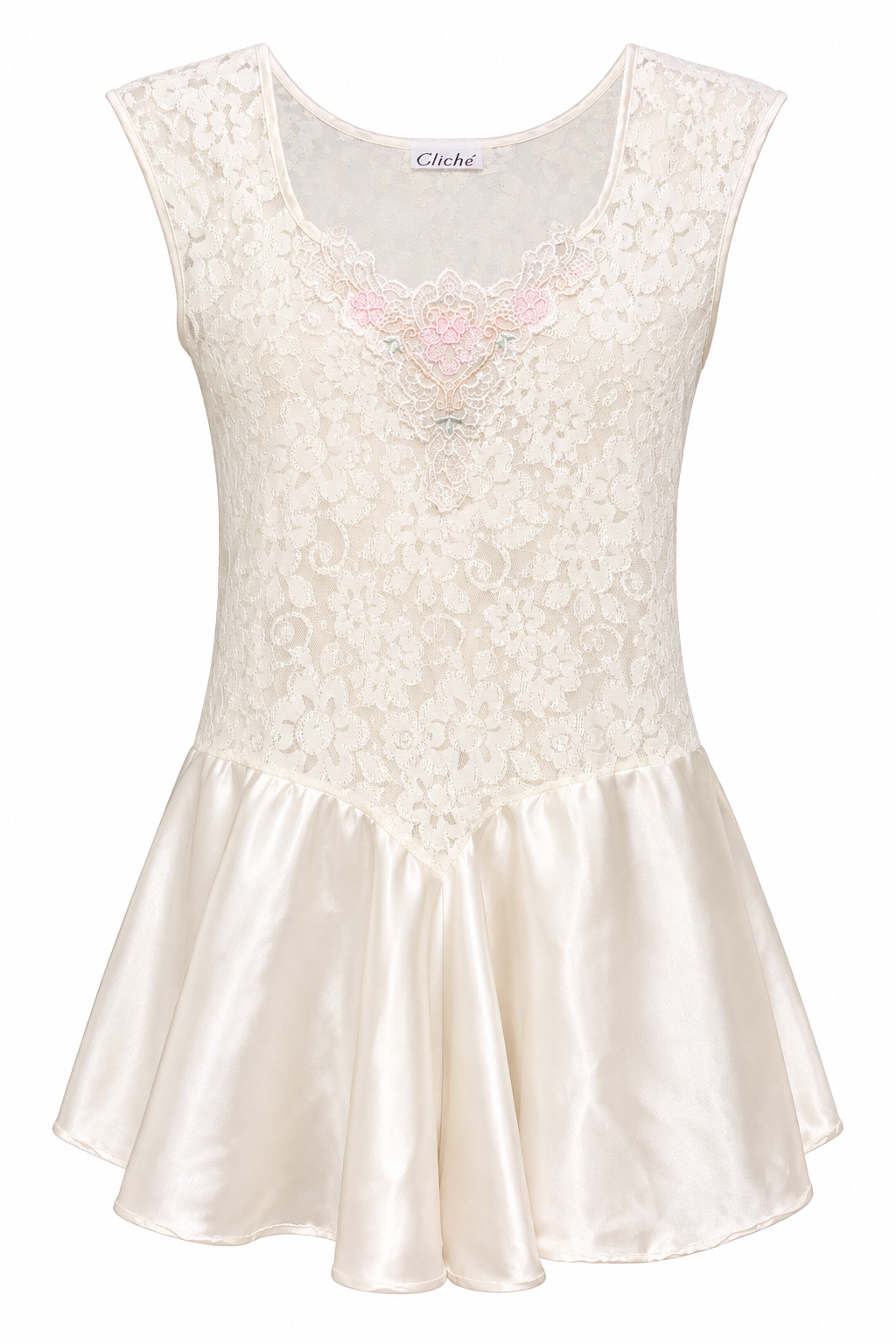 Vintage Cliché Ivory Lace Babydoll Lingerie Dress – Romantic Mini Nightgown | Size Large
