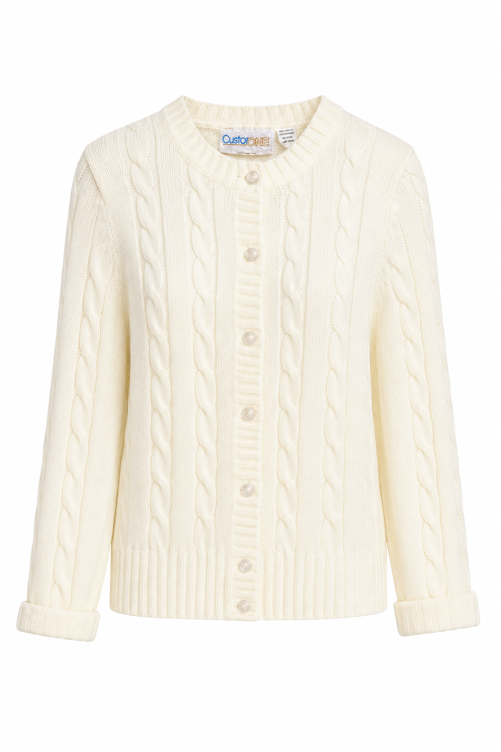 Vintage Ivory Cable Knit Cardigan Sweater | Classic Cottagecore Grandpa Chic Button Front Sweater | Size M